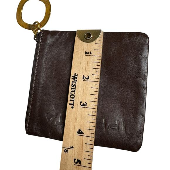 Ippolita Brown Leather Logo‎ Embossed Keychain Coin Pouch - Picture 5 of 7